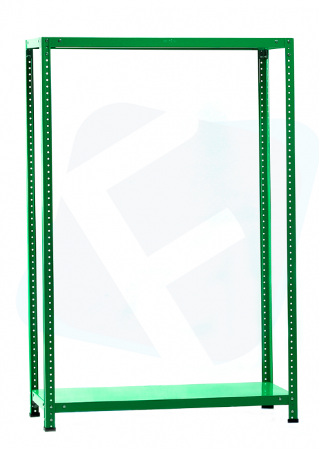 Стеллаж металлический зеленый МСФ100 1600x1000x400 2 полки МСФ100 Зеленый секционный складской стеллаж из металла для оргтехники (до 100 кг на полку)