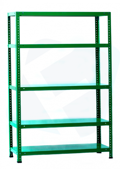 Стеллаж металлический зеленый МСФ100 1600x1000x300 5 полок МСФ100 Зеленый пристенный разборный металлический стеллаж для хранения документов (до 100 кг на полку)