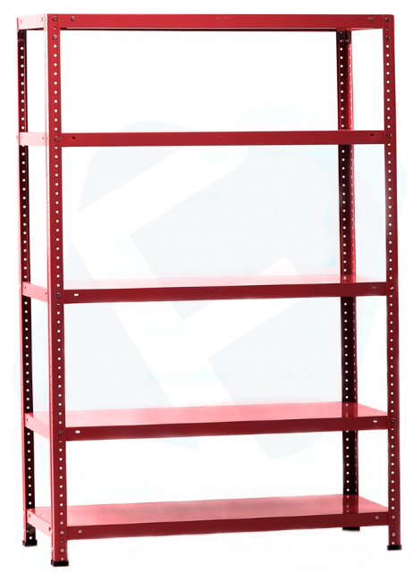 Стеллаж металлический красный МСФ100 1600x1000x300 5 полок МСФ100 Красный сборный стеллаж для архива (до 100 кг на полку)
