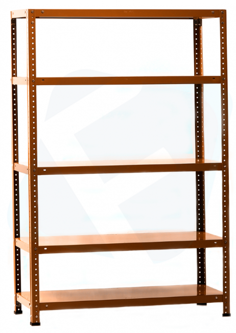 Стеллаж металлический оранжевый МСФ100 1600x1000x300 5 полок МСФ100 Оранжевый пристенный сборный стеллаж для книг (до 100 кг на полку)